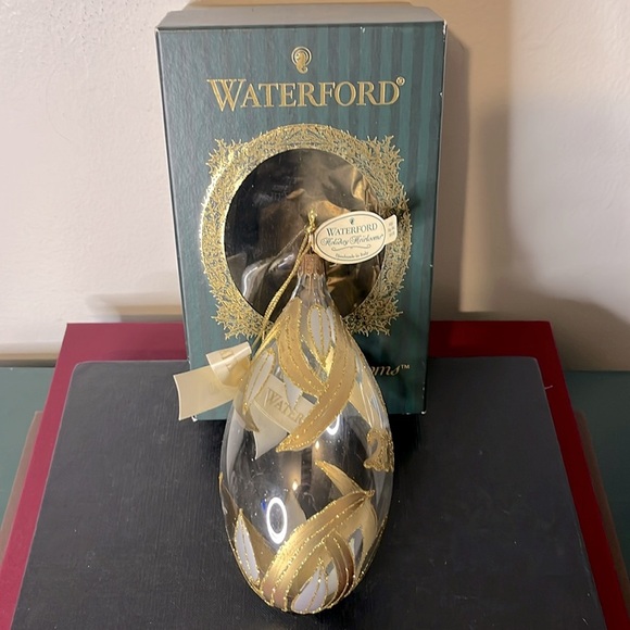 Waterford Other - Vintage Waterford Holiday Heirlooms Glass 2001 Gold Silver Lucerne Egg Ornament